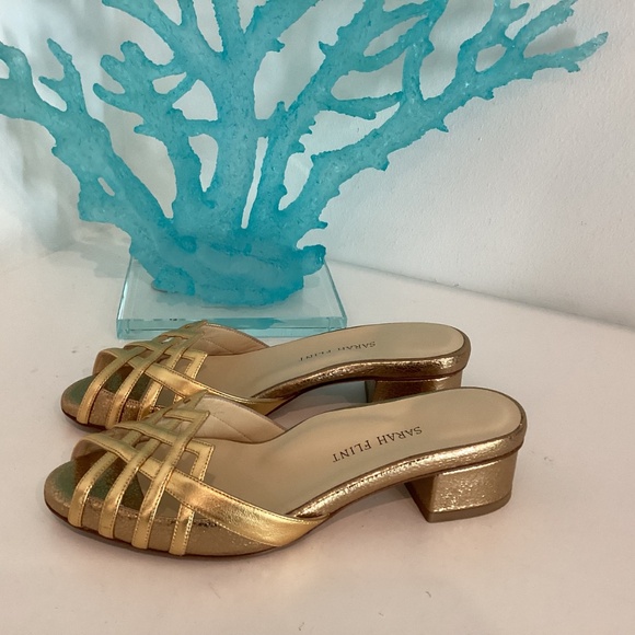 NEW $530 Sarah Flint Perfect Terry Gold Block Heel Cage Slides Sandals Sz 37/ 7 - Picture 12 of 15